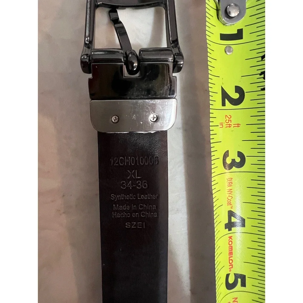 Chaps Mens Black  Belt XL 34-36 Gunmetal Buckle 12CH010006‎